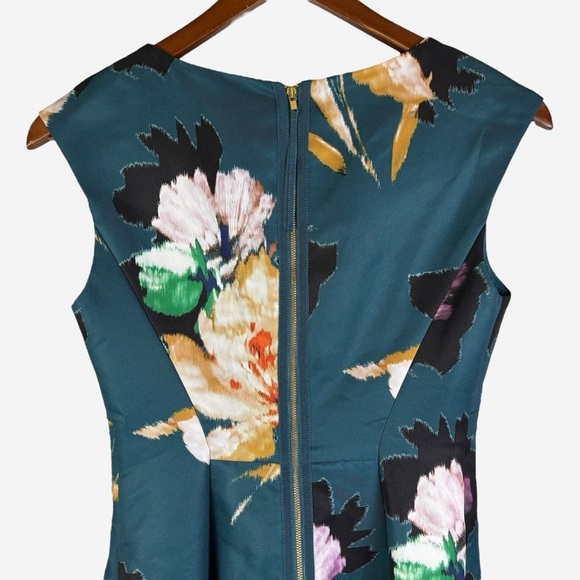 Anthropologie Baikal Dress By Moulinette Souers Size 2 Floral Teal Fit & Flare - Picture 6 of 16